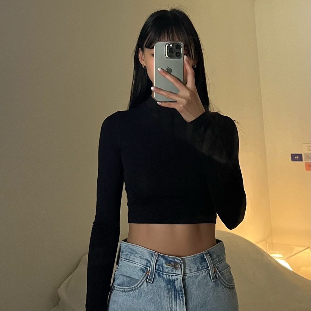 Wilfred Free Black Turtleneck Crop Long Sleeve